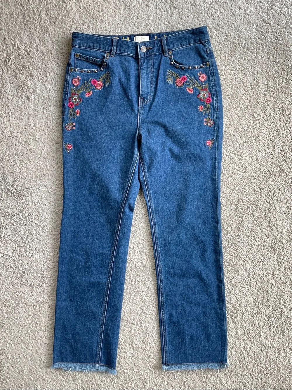 Kate Spade Broome Street Ditsy Embroidered Floral Straight Ankle Jeans Size 29